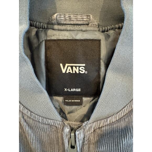 Vans Quilted Bomber Jacket Men XL Gray Blue Corduroy Full Zip Padded Lined HO22 - Picture 7 of 10